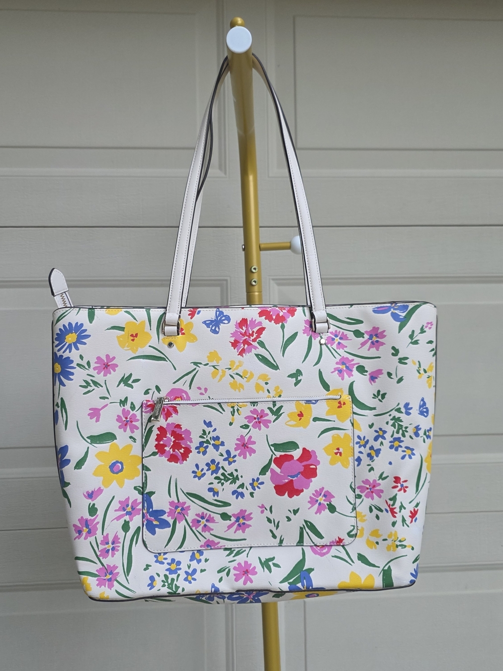 Kate Spade Garden Bouquet Floral Cream Large Top Zip Tote - Picture 3 of 16